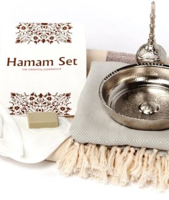 Hamam Set: 2x Kese Peeling-Handschuhe & Olivenseife