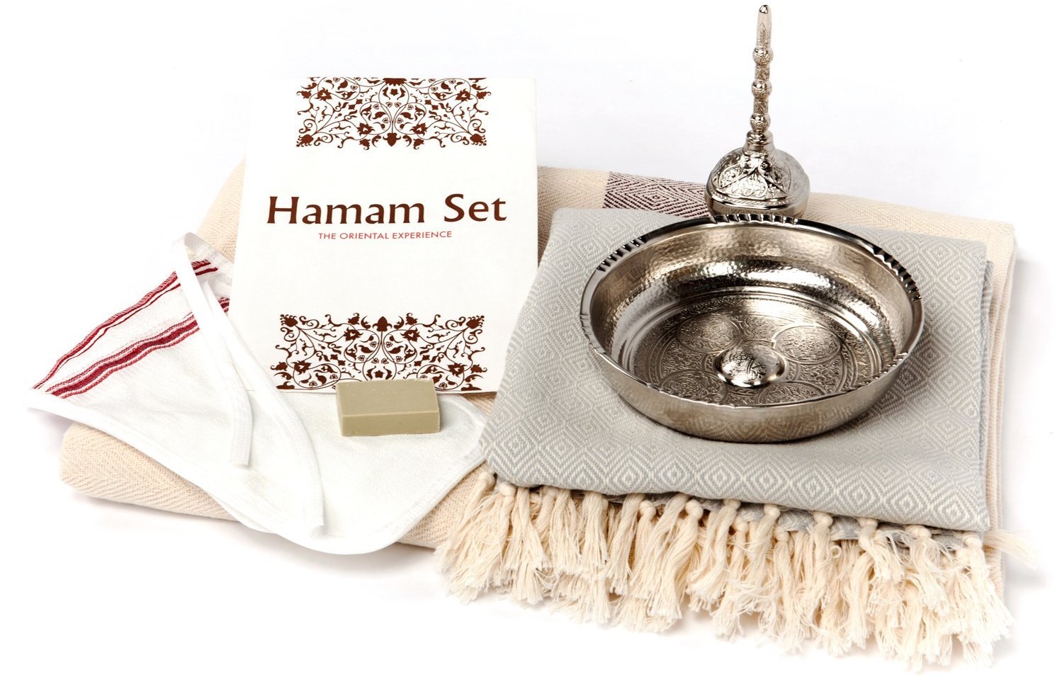 Hamam Set: 2x Kese Peeling-Handschuhe & Olivenseife