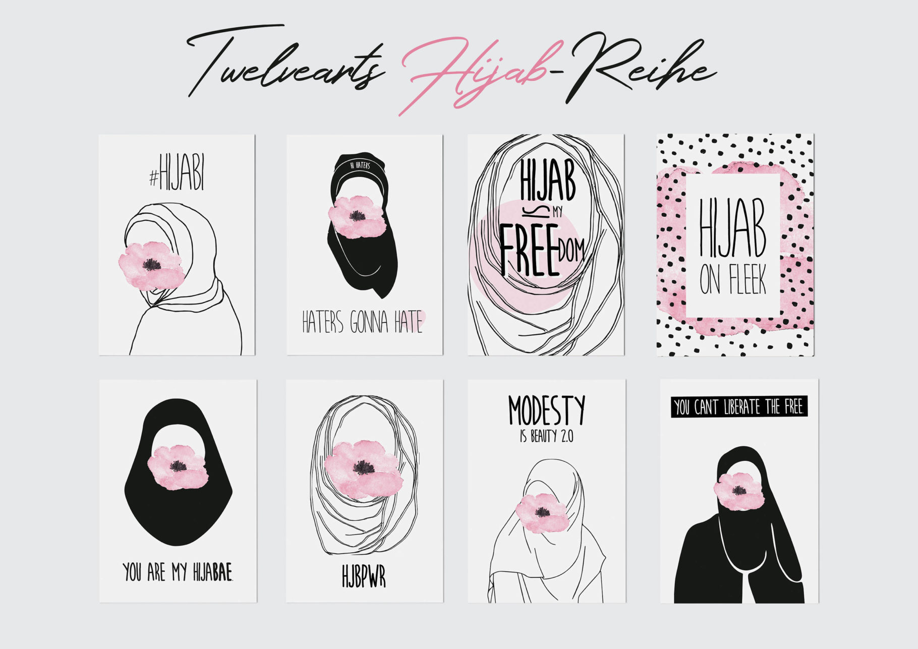 Hijab Postkarten Set: Muslimcards Reihe von Twelvearts